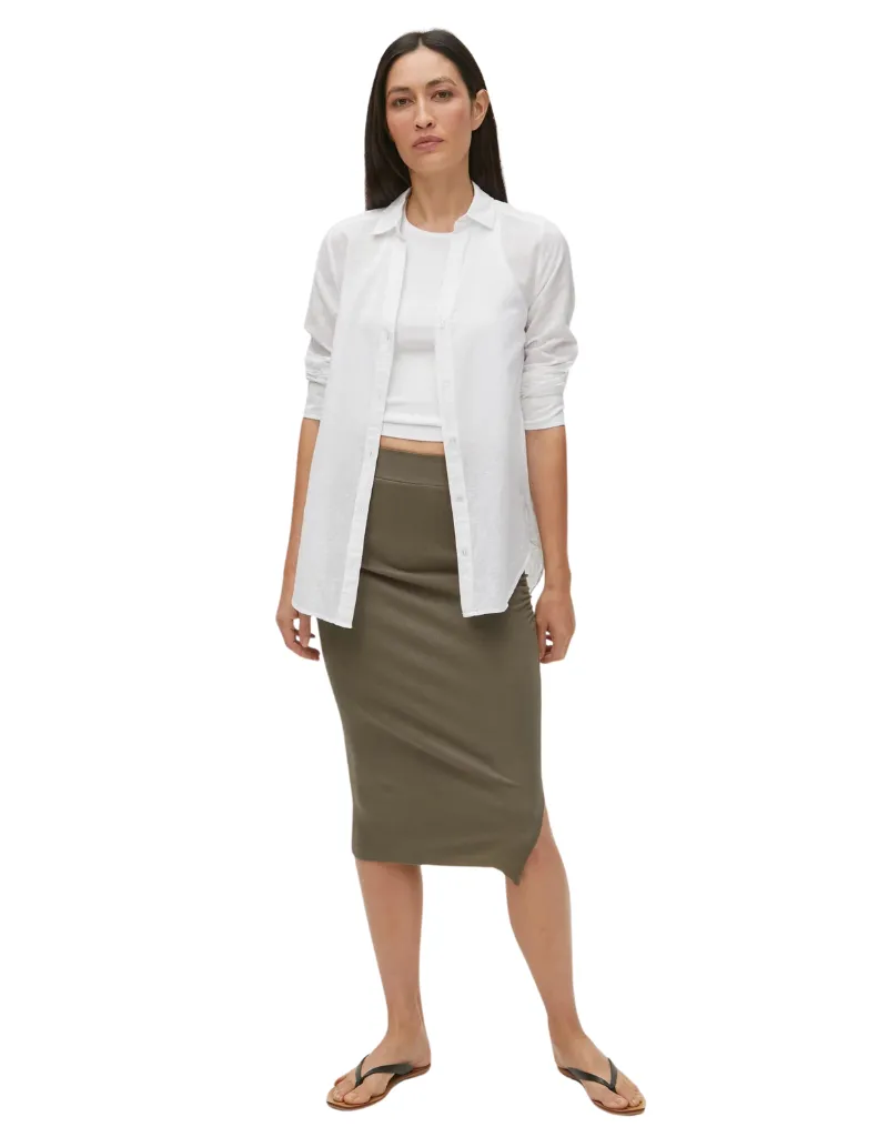 Michael Stars Rae Ribbed Skirt with Slit in Dolma