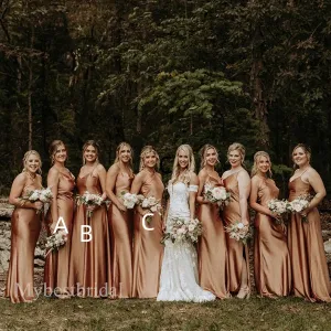 Mismatched Elegant Strapless Sleeveless A-line Bridesmaid  Dressess, BDS0371