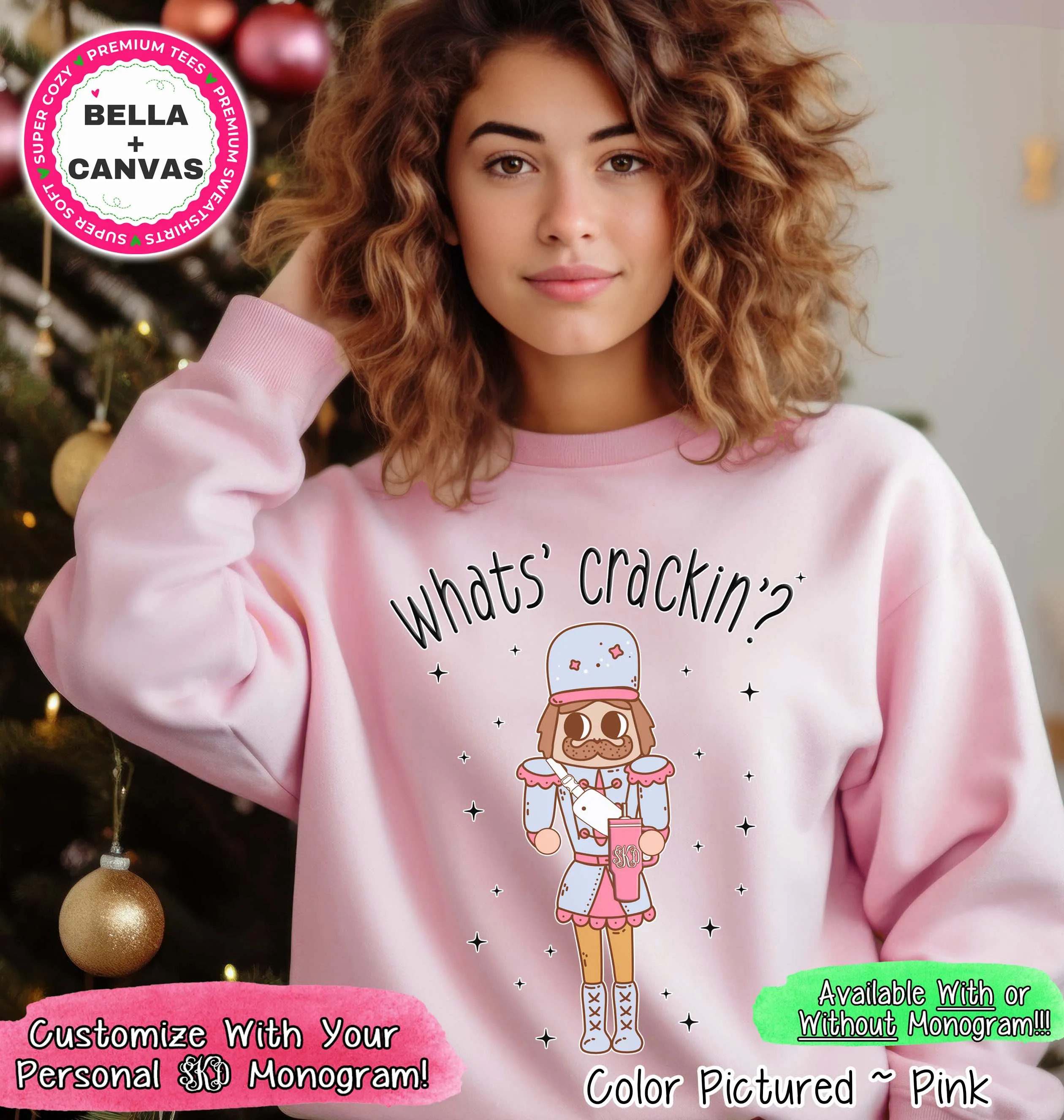 Monogram Bougie What's Crackin Nutcracker Christmas Tee or Sweatshirt