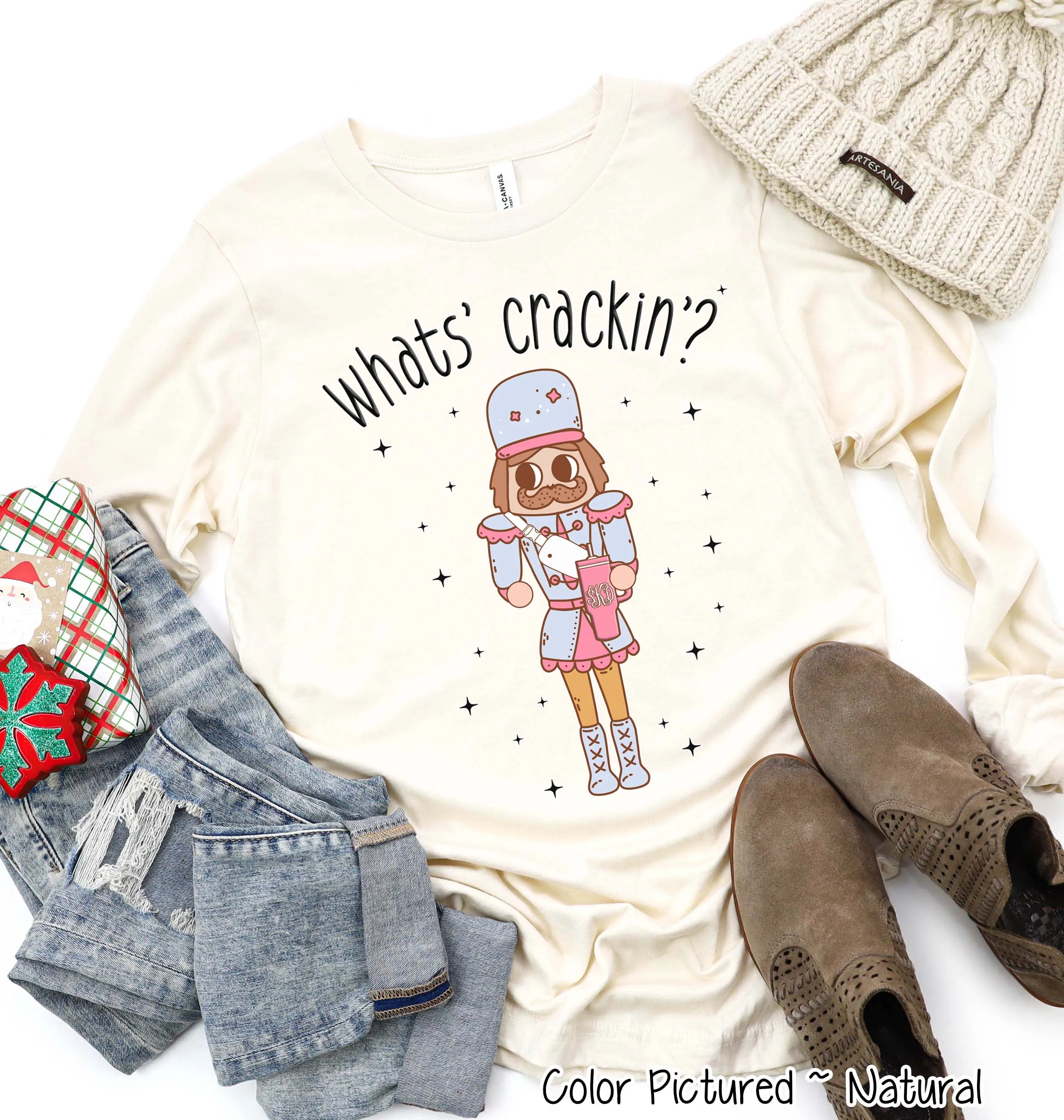 Monogram Bougie What's Crackin Nutcracker Christmas Tee or Sweatshirt
