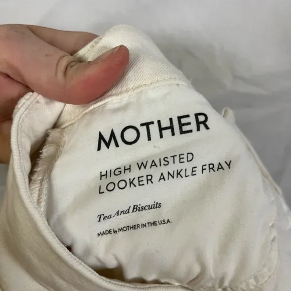MOTHER‎ Denim The Looker High Waisted Ankle Fray Jeans in Tea and Biscuits- 26