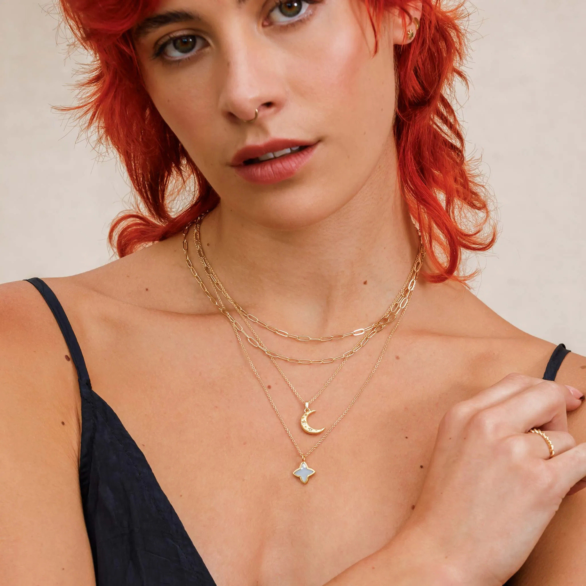 Mother of Pearl Compass Star Necklace