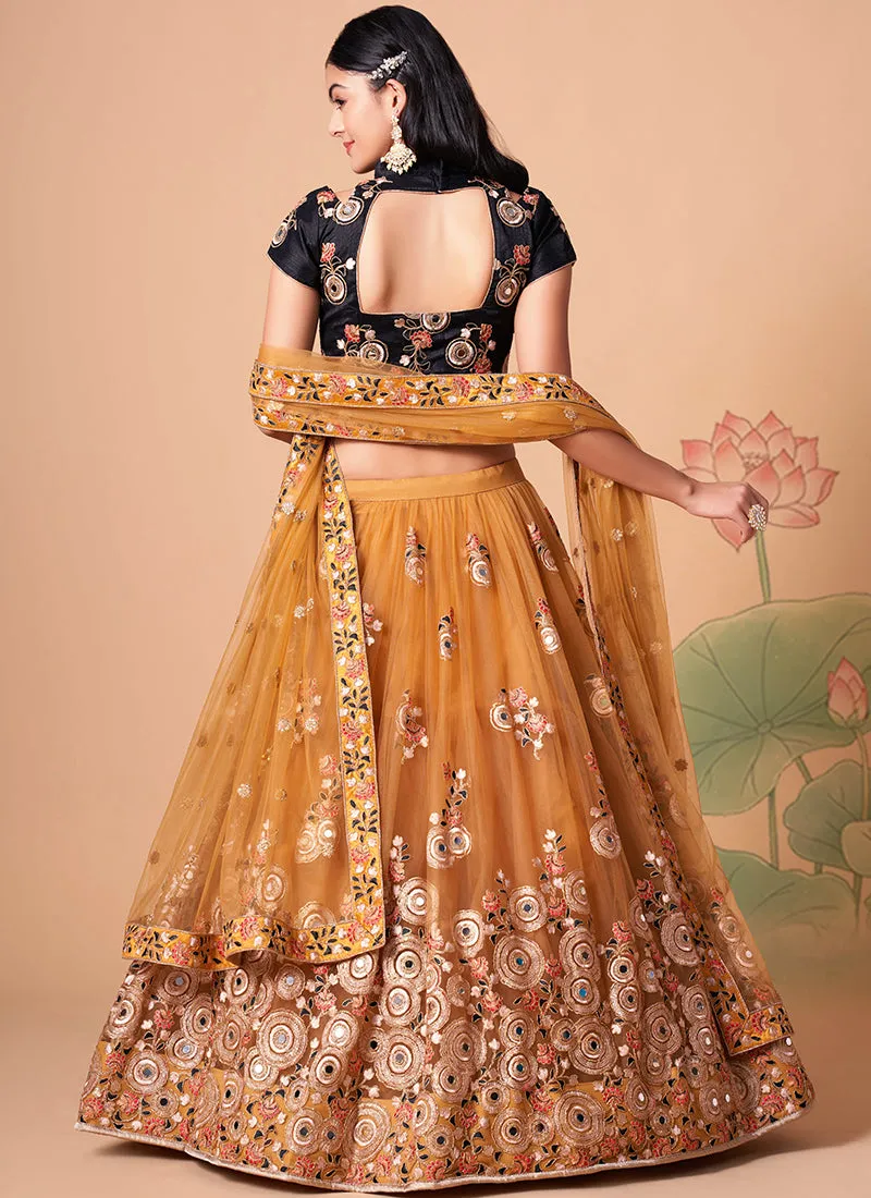 Mustard Yellow Multi Embroidery Wedding Lehenga Choli