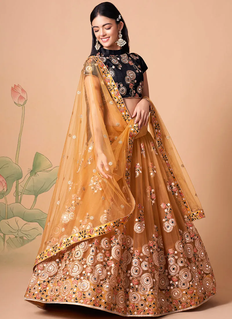 Mustard Yellow Multi Embroidery Wedding Lehenga Choli
