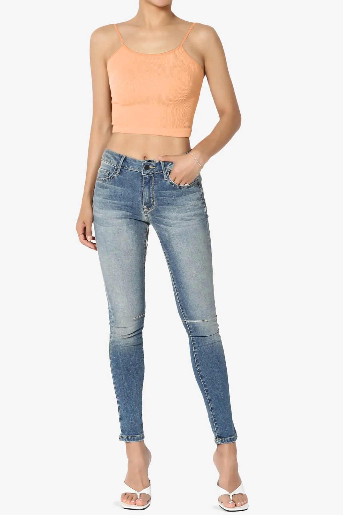 Nadeen Ribbed Seamless Crop Cami