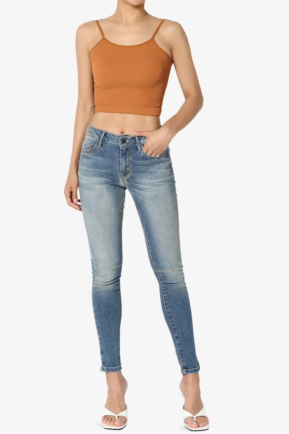 Nadeen Ribbed Seamless Crop Cami
