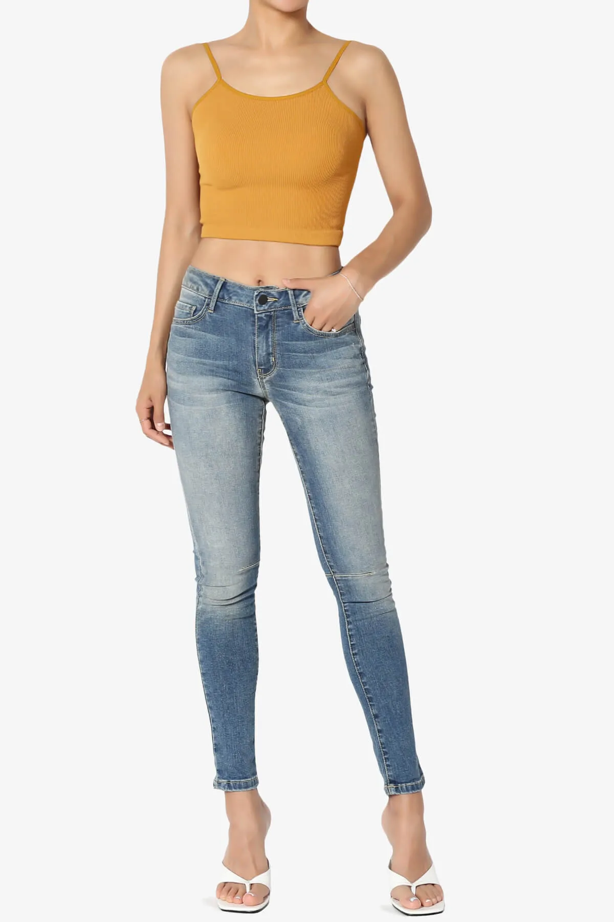 Nadeen Ribbed Seamless Crop Cami