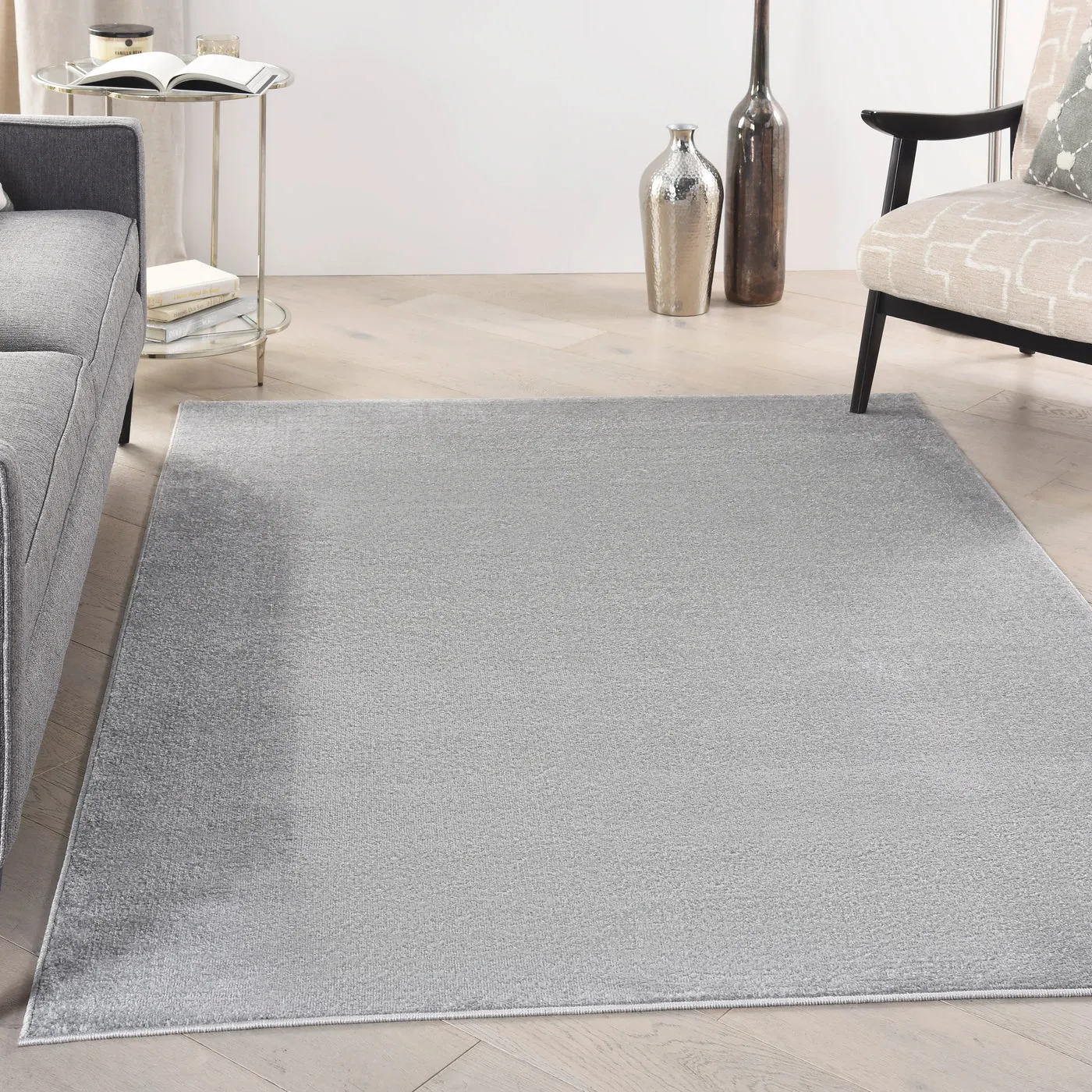 New Nourison Essentials large Silver Grey Area Rug 9 Ft X 12 Ft! Crafted for rugged use! Indoor/Outdoor! Retails $503 