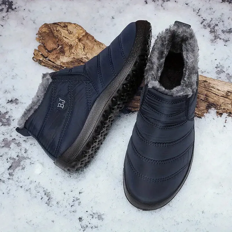 New Women's Fur Fleece Lined Flat Lightweight Comfortable Plush Wear Resistance Non Slip Ankle Boots, Warm Casual Versatile Breathable Black Sz 7 (38)