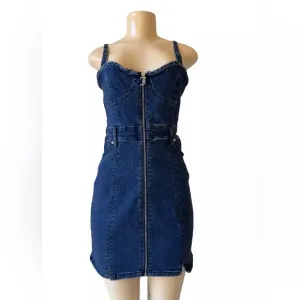 NWT Juicy Couture Denim Sweetheart Neckline mini Dress dark Wash size M NWT