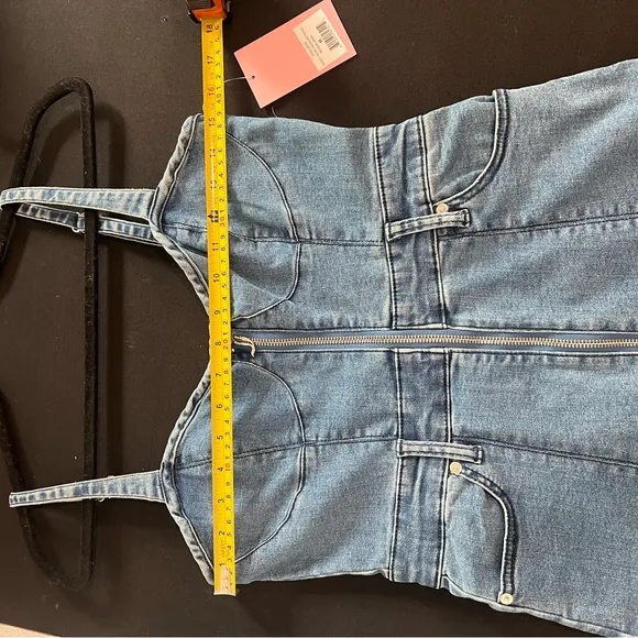 NWT Juicy Couture Denim Sweetheart Neckline mini Dress dark Wash size M NWT