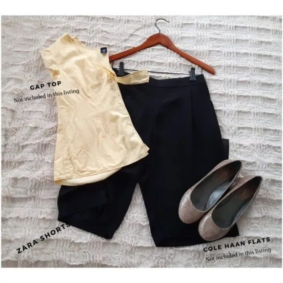 NWT Zara Basic Bermuda Black Shorts Size M Corpcore