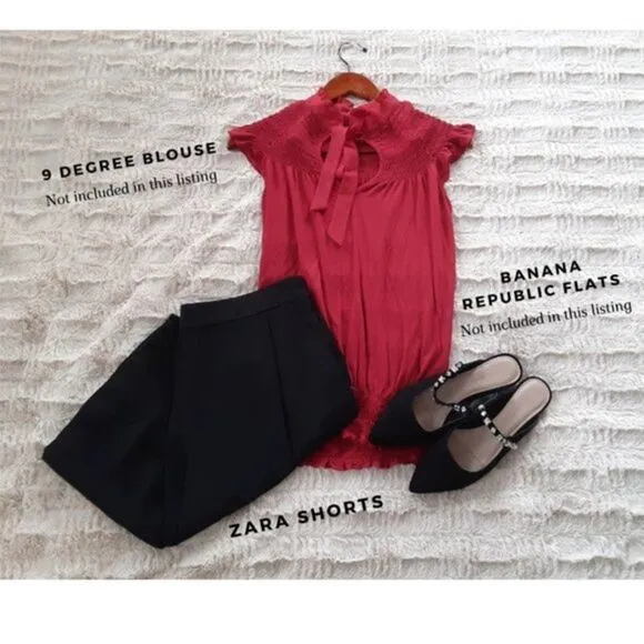 NWT Zara Basic Bermuda Black Shorts Size M Corpcore
