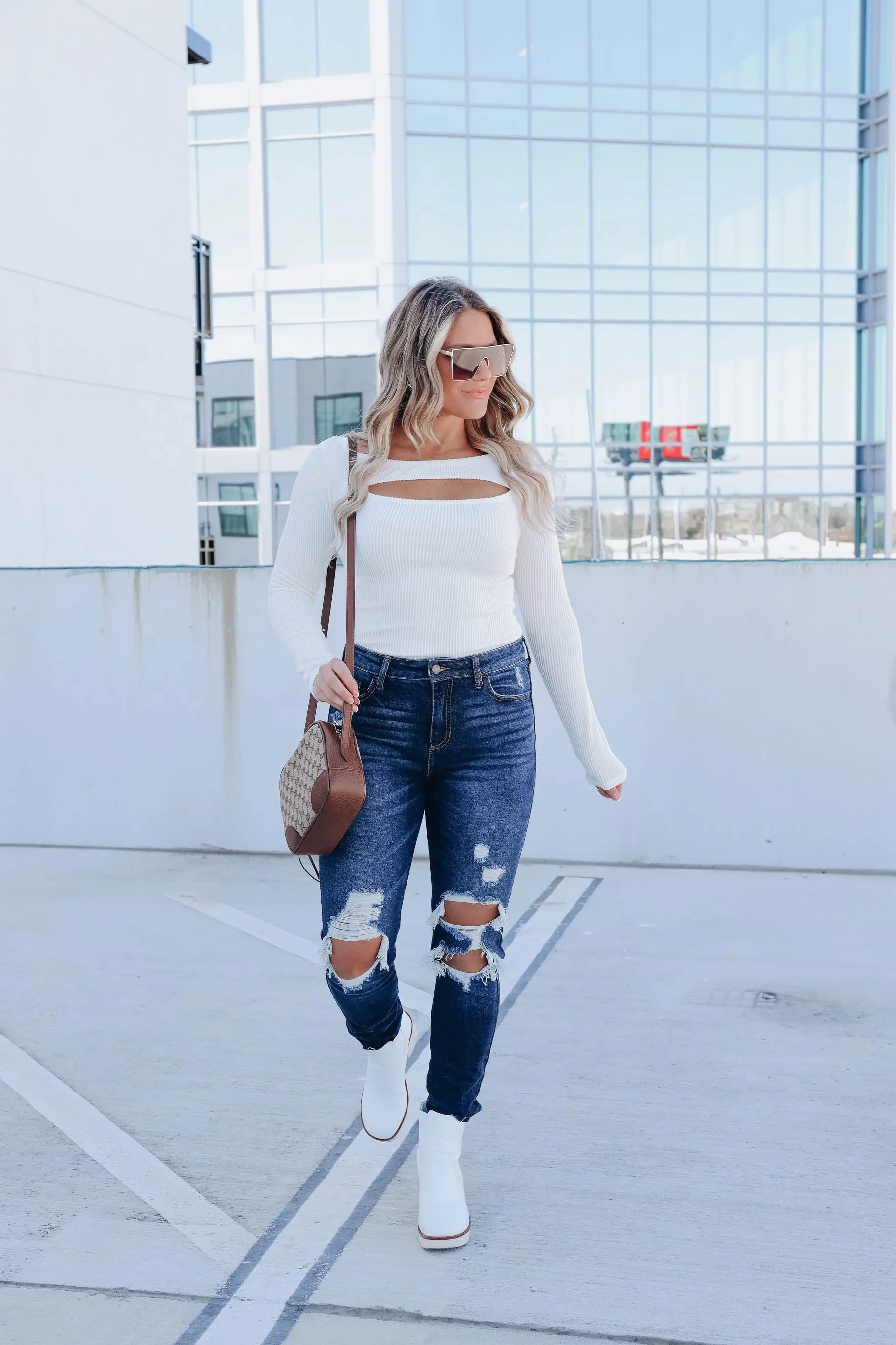 Opulence Off Shoulder Cut Out Top - Ivory