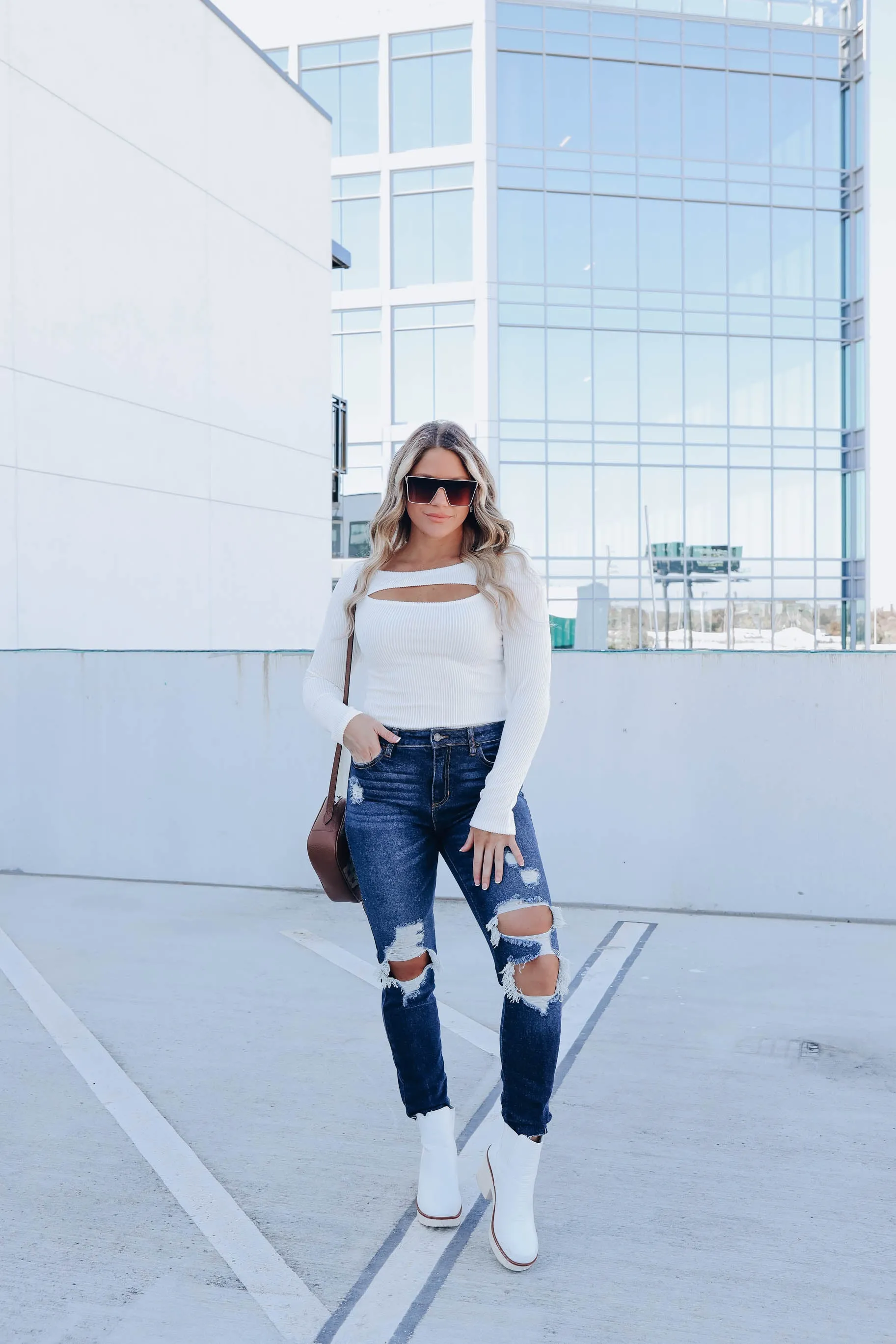 Opulence Off Shoulder Cut Out Top - Ivory