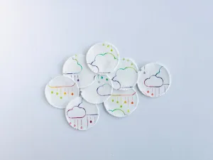 Organic Cotton Face Rounds - Set #28 - Rainbow Rainclouds (Small)