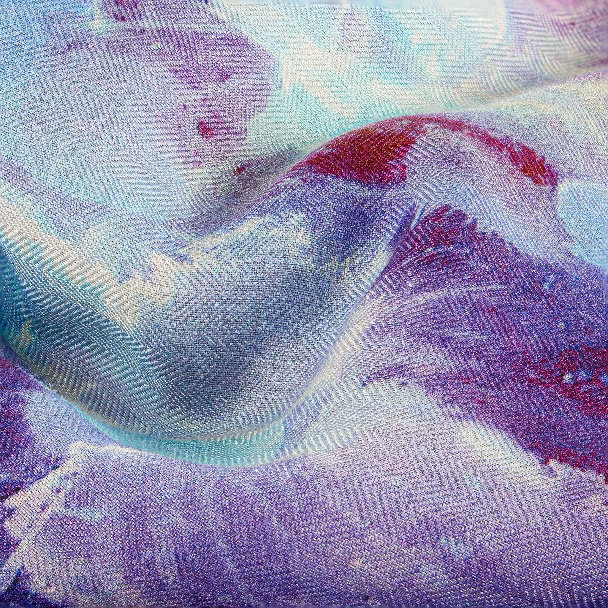 Oversized Purple Rain Silk/Wool Scarf - Silk/Wool Blend, 53x53"