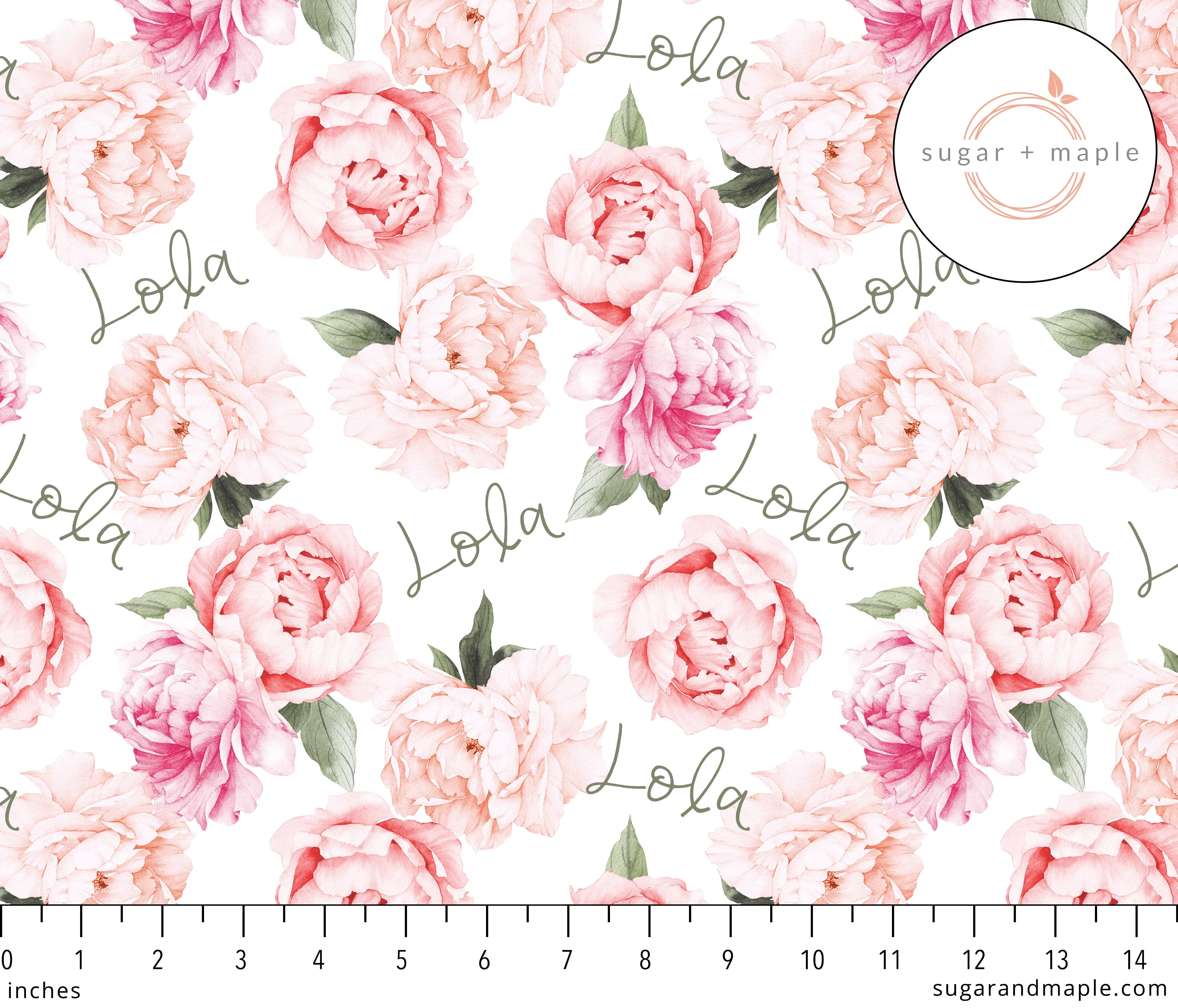 Plush Minky Fleece Personalized Blanket | Peonies