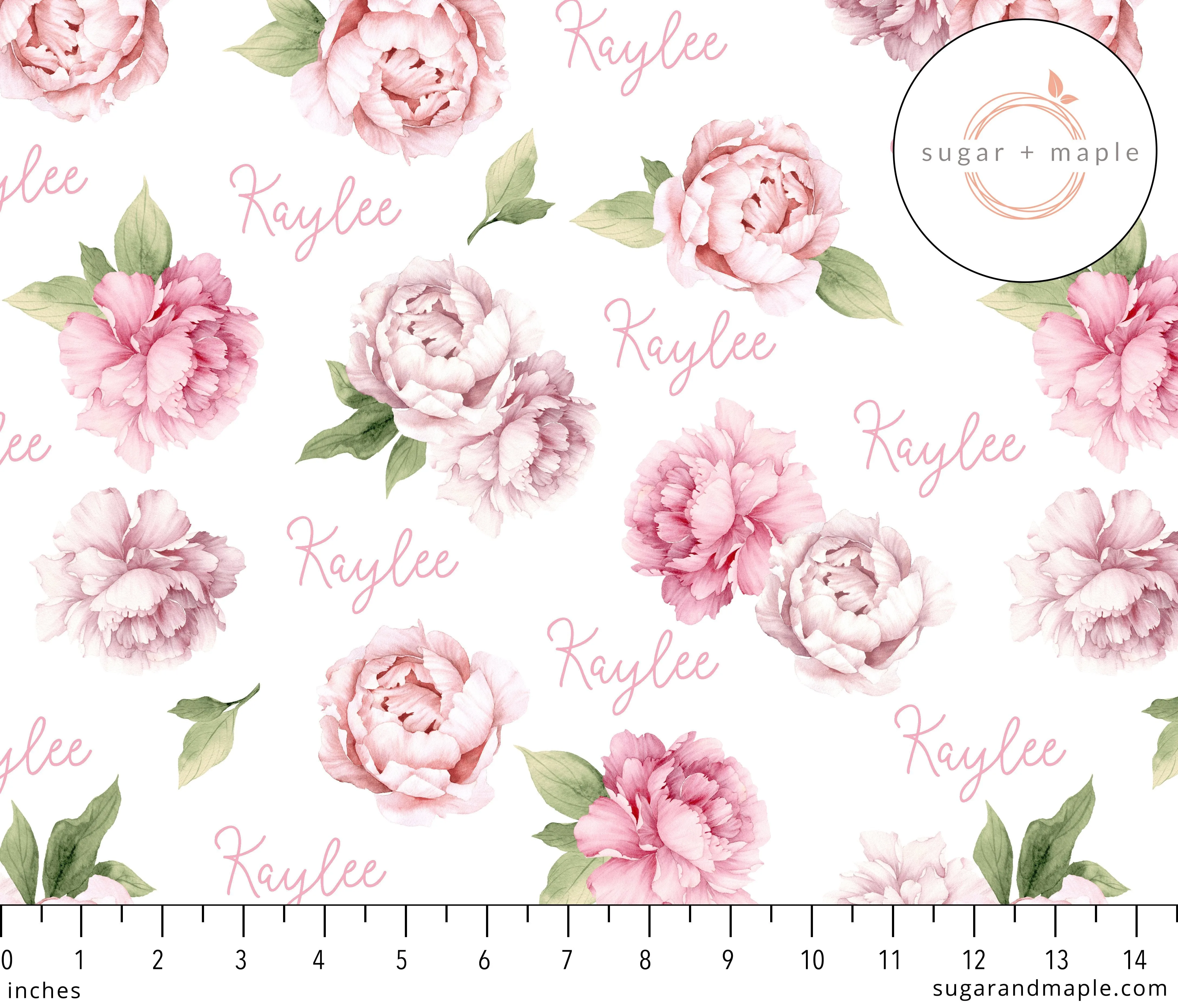 Plush Minky Fleece Personalized Blanket | Peonies