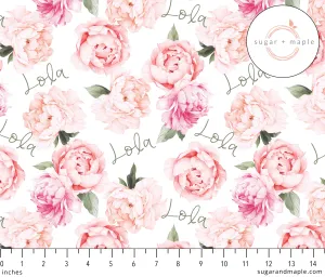 Plush Minky Fleece Personalized Blanket | Peonies