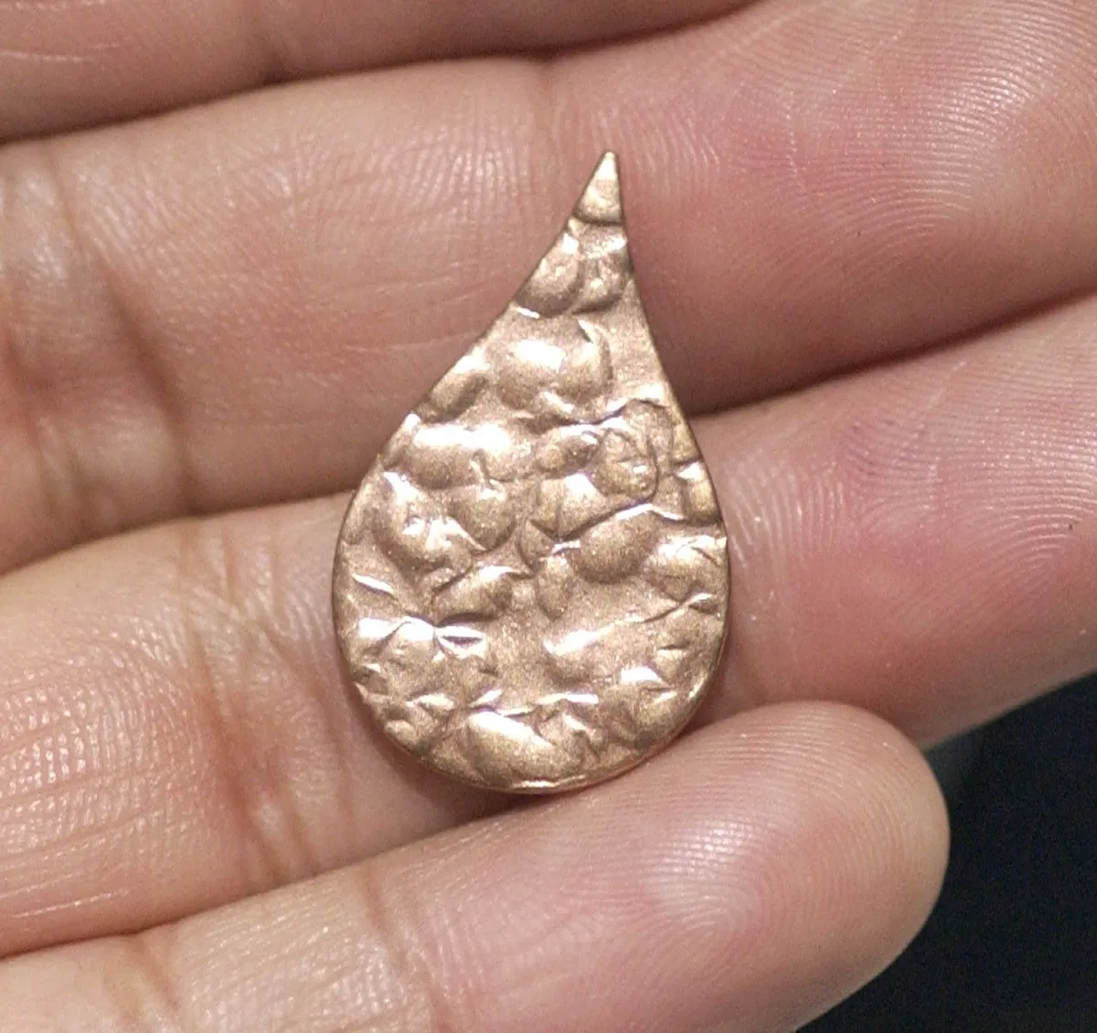 Pointed Teardrop Antique Hammered Pattern 24mm x 15mm 24g Blank Shape for Stamping Texturing Soldering Polished Variety of Metals - 6 pieces