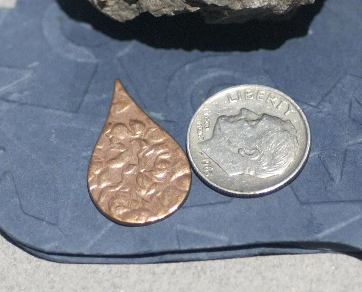 Pointed Teardrop Antique Hammered Pattern 24mm x 15mm 24g Blank Shape for Stamping Texturing Soldering Polished Variety of Metals - 6 pieces