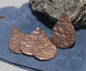 Pointed Teardrop Antique Hammered Pattern 24mm x 15mm 24g Blank Shape for Stamping Texturing Soldering Polished Variety of Metals - 6 pieces