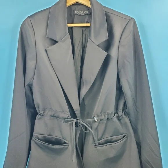 Rachel Zoe long black silk jacket