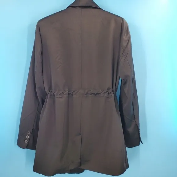 Rachel Zoe long black silk jacket
