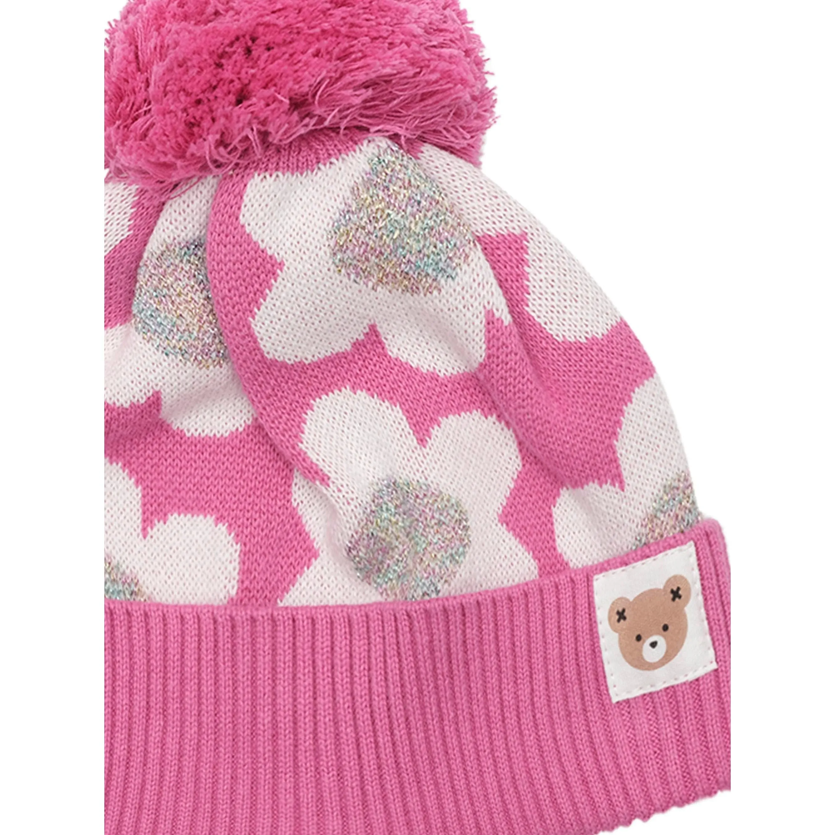 Raspberry Daisy Knit Beanie
