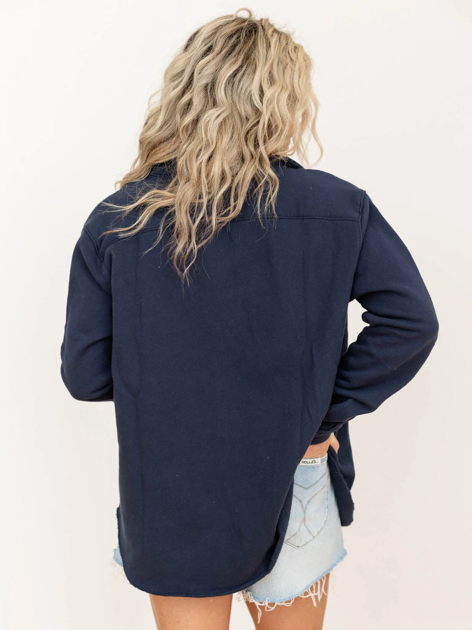 Raw Edge Cotton Button Down Shacket