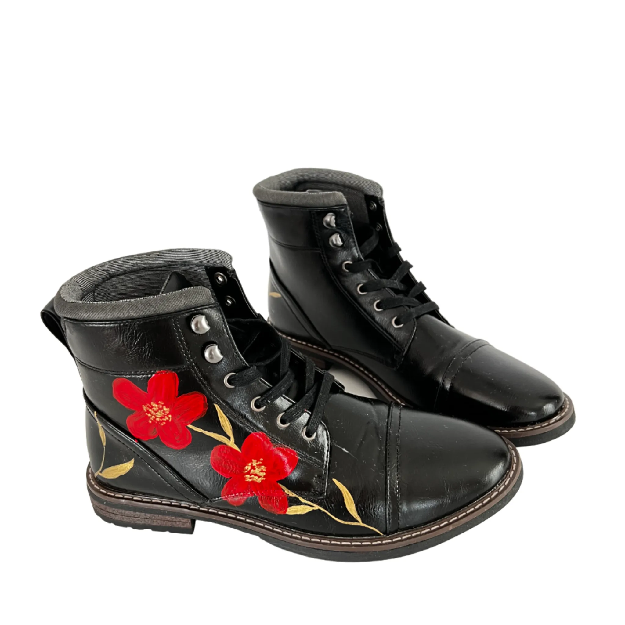 Red Poppy - Hand-Painted Boots