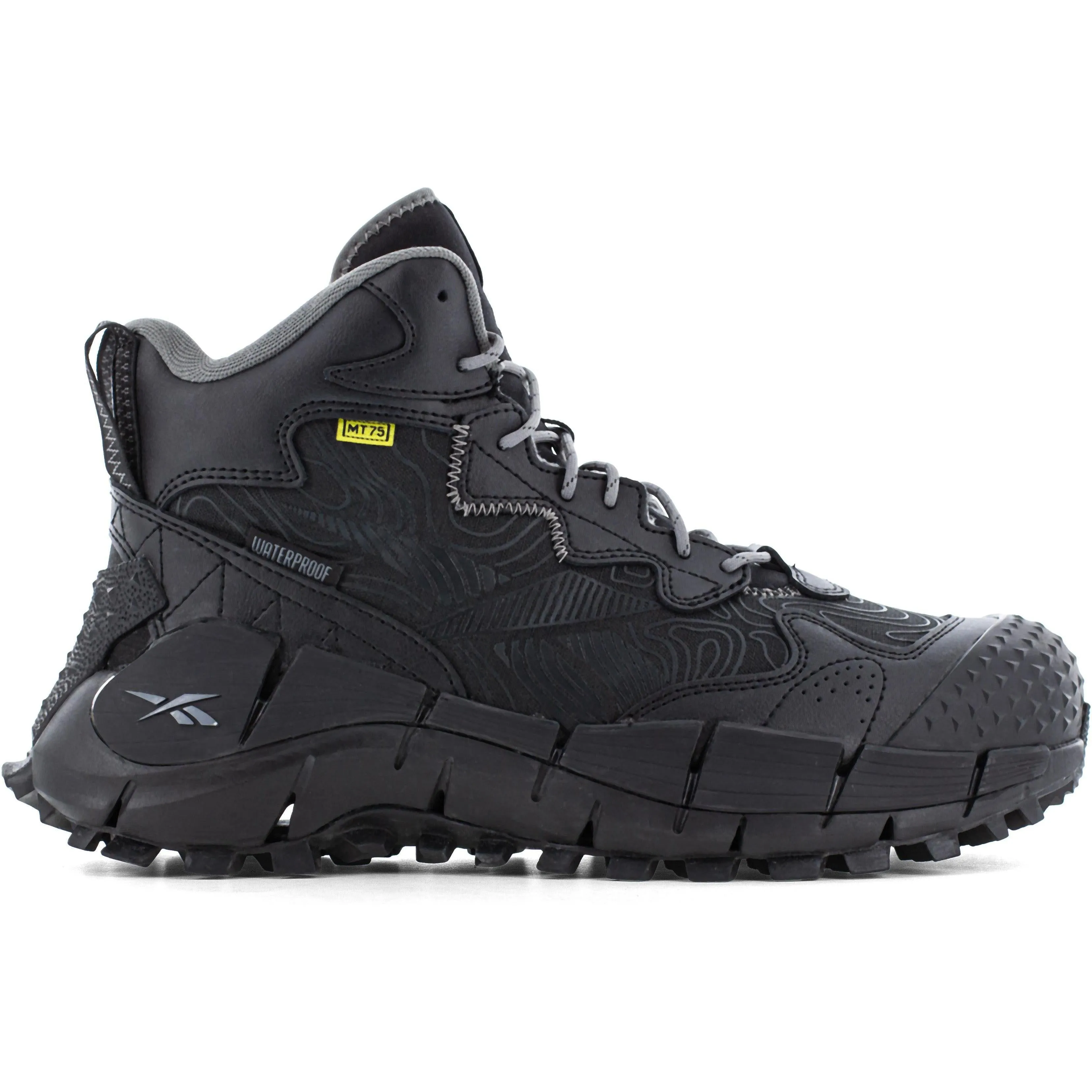 Reebok Men's Zig Kinetica Trail Inspired Waterproof Metguard Work Boot- Black- RB3022