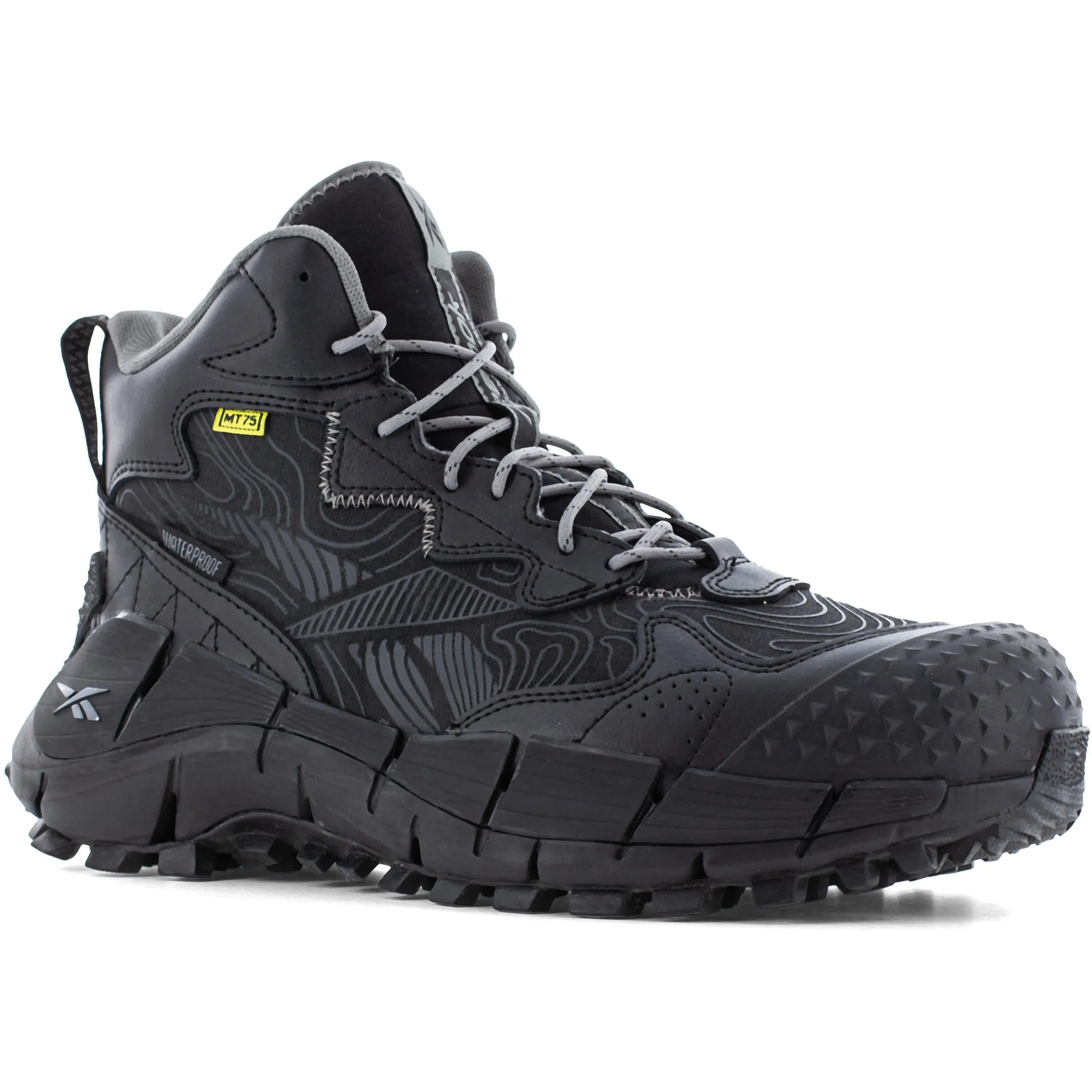 Reebok Men's Zig Kinetica Trail Inspired Waterproof Metguard Work Boot- Black- RB3022