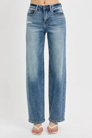 RISEN Full Size Distressed Wide Leg Jeans Plus Size ONLINE EXCLUSIVE
