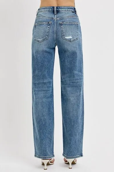 RISEN Full Size Distressed Wide Leg Jeans Plus Size ONLINE EXCLUSIVE