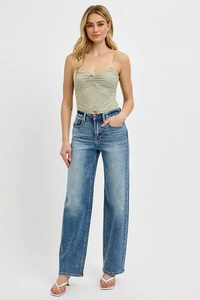 RISEN Full Size Distressed Wide Leg Jeans Plus Size ONLINE EXCLUSIVE