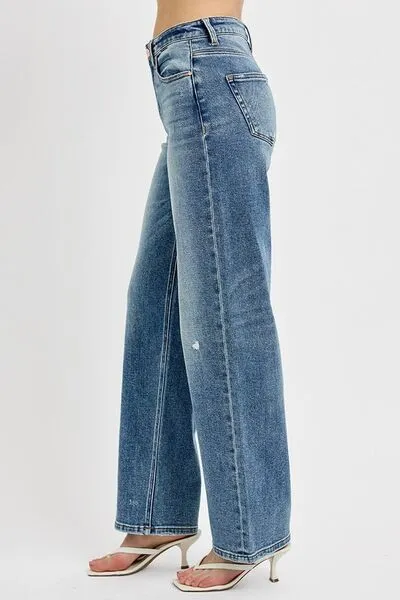 RISEN Full Size Distressed Wide Leg Jeans Plus Size ONLINE EXCLUSIVE
