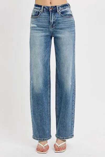 RISEN Full Size Distressed Wide Leg Jeans Plus Size ONLINE EXCLUSIVE