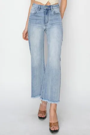RISEN High Rise Crop Wide Fray Hem Jeans ONLINE EXCLUSIVE