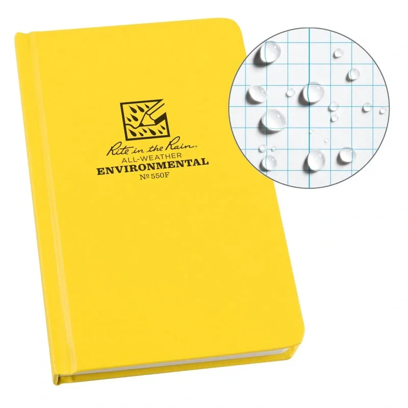 Rite in the Rain Bound Hard Cover 4.375 x 7.25 Fabrikoid Book Environmental Yellow