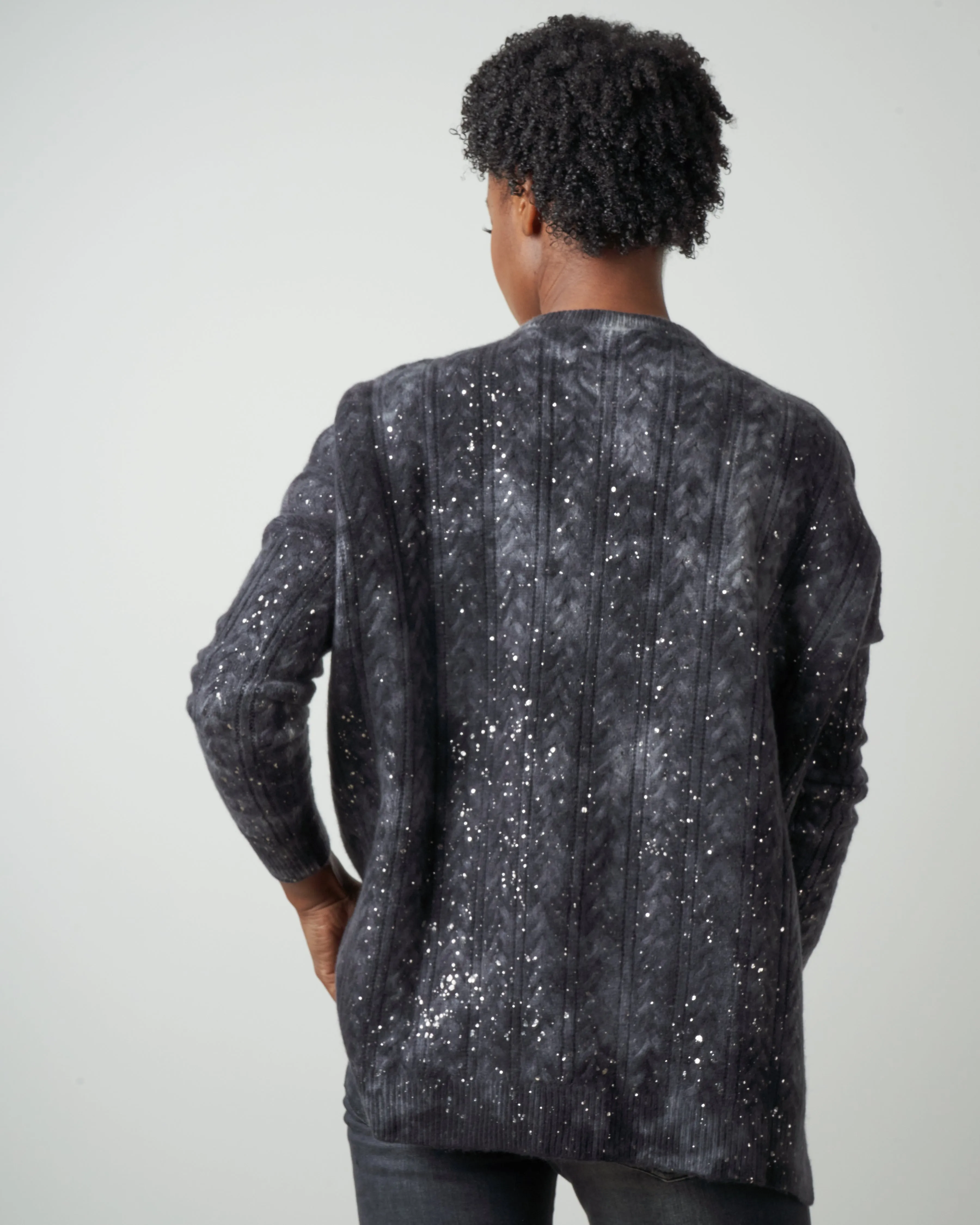 round neck cable pullover - marmo