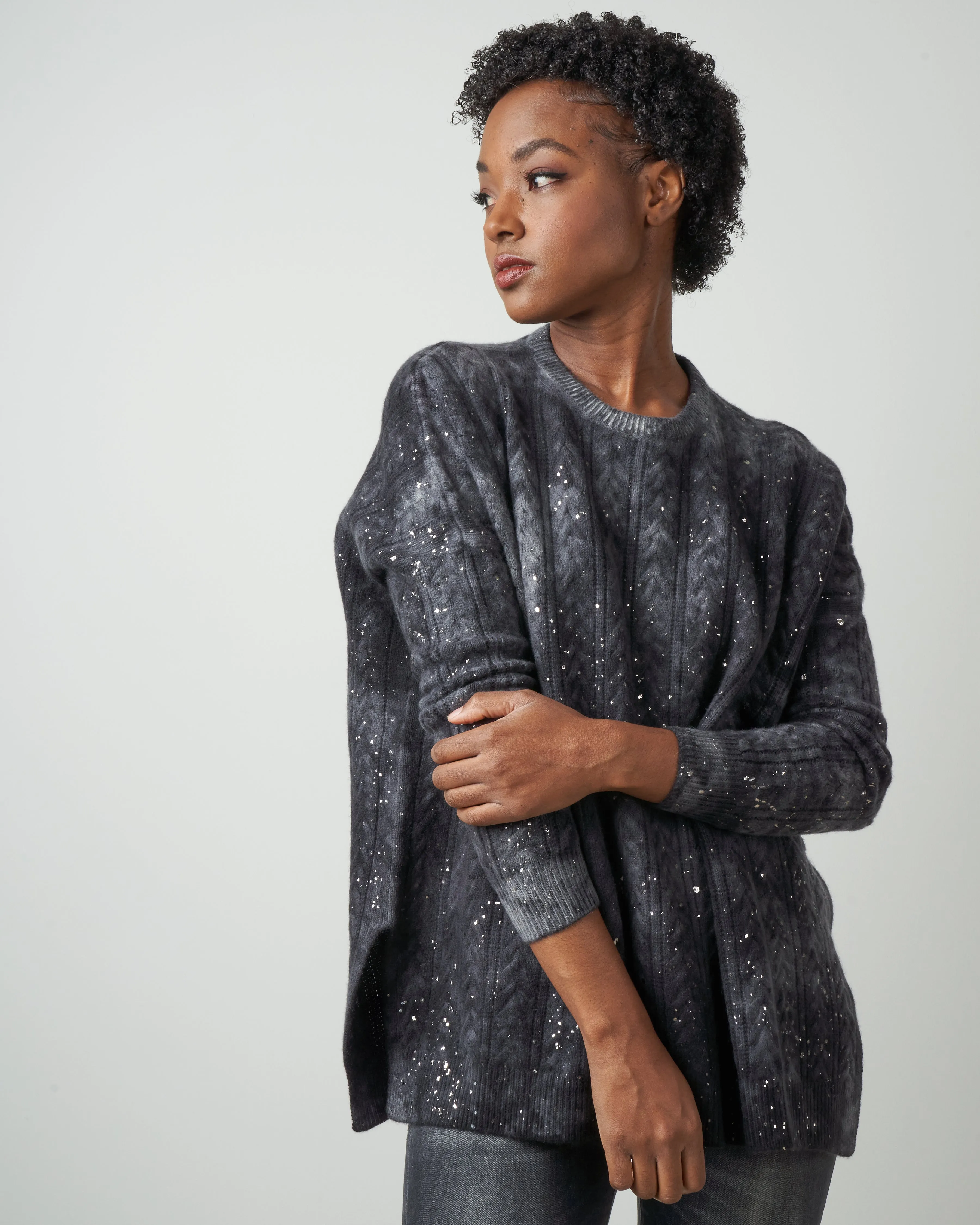 round neck cable pullover - marmo