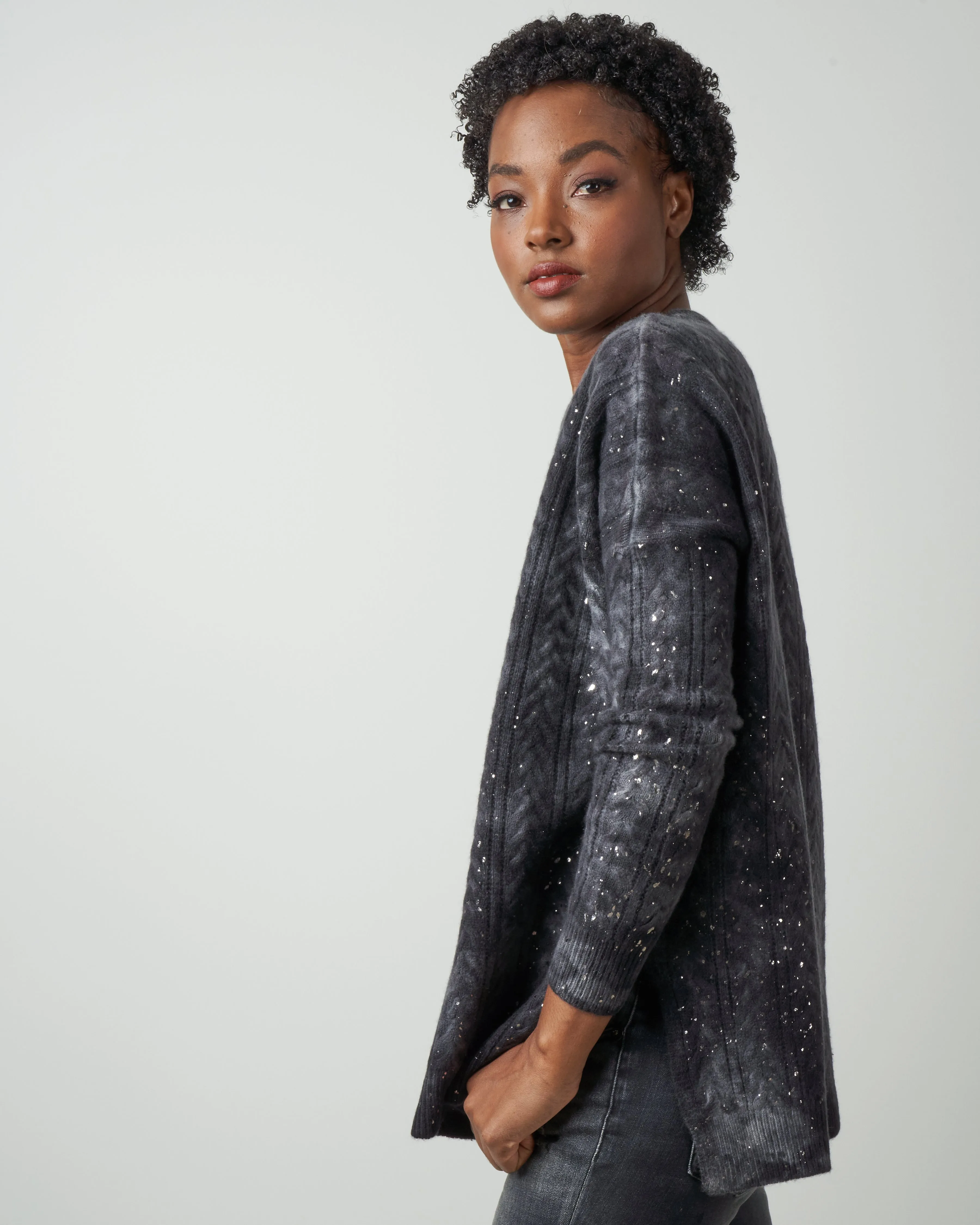 round neck cable pullover - marmo