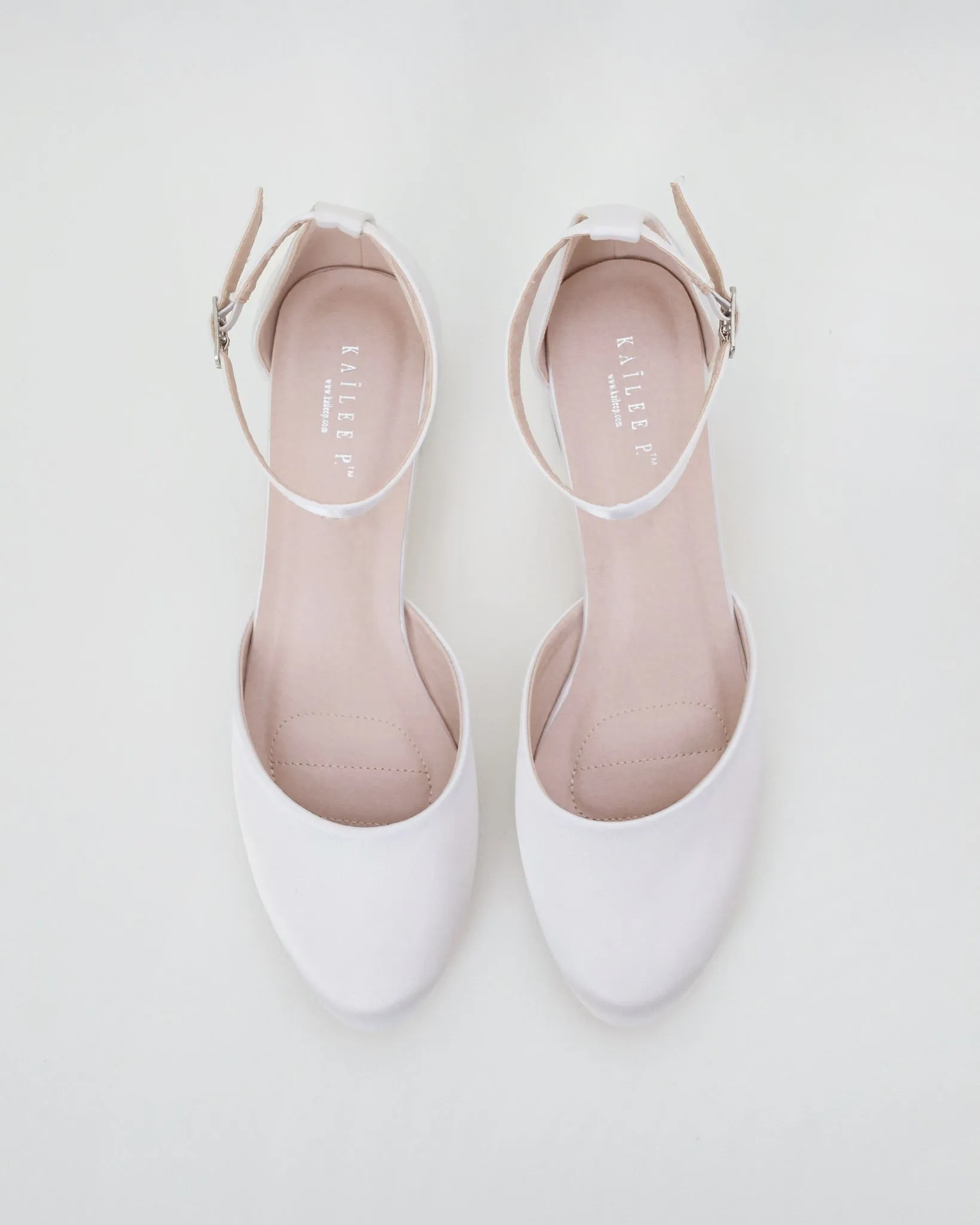 Round Toe Satin Block Heel with Ankle Strap