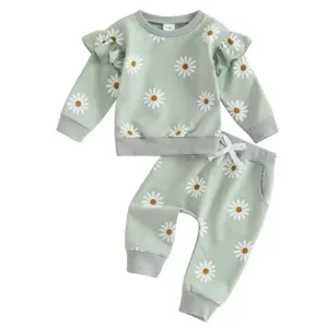 Ruffle Fall Daisy - Green