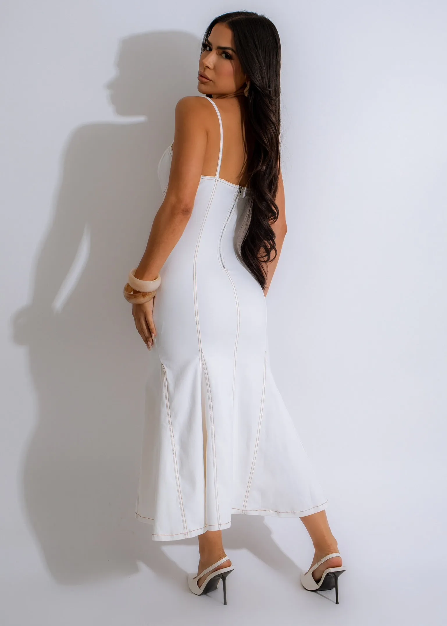 Save For Later Midi Dress White