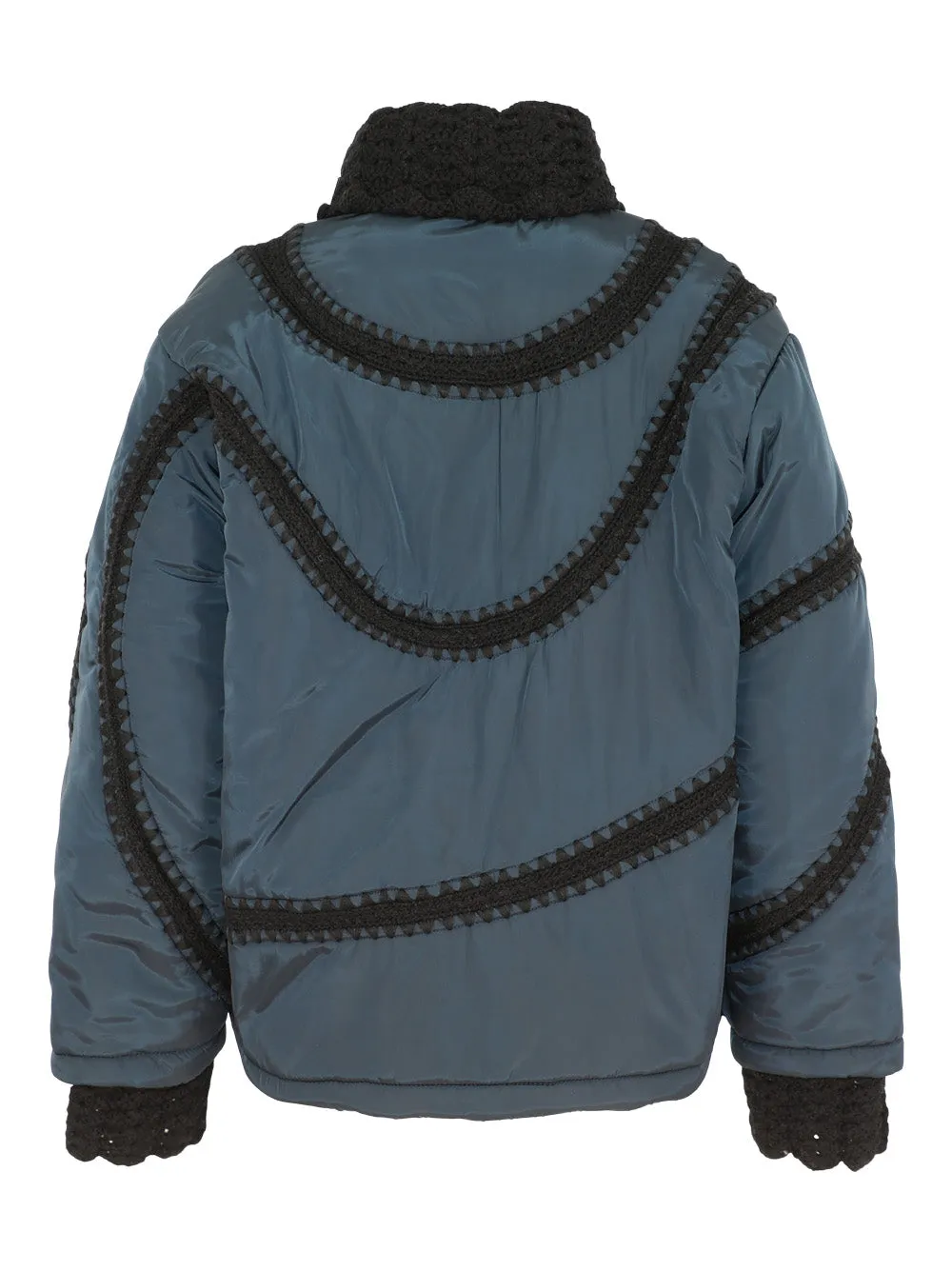 Sea Averie Windbreaker Crochet Puffer Jacket in Navy