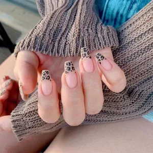 Short coffin French leopard print