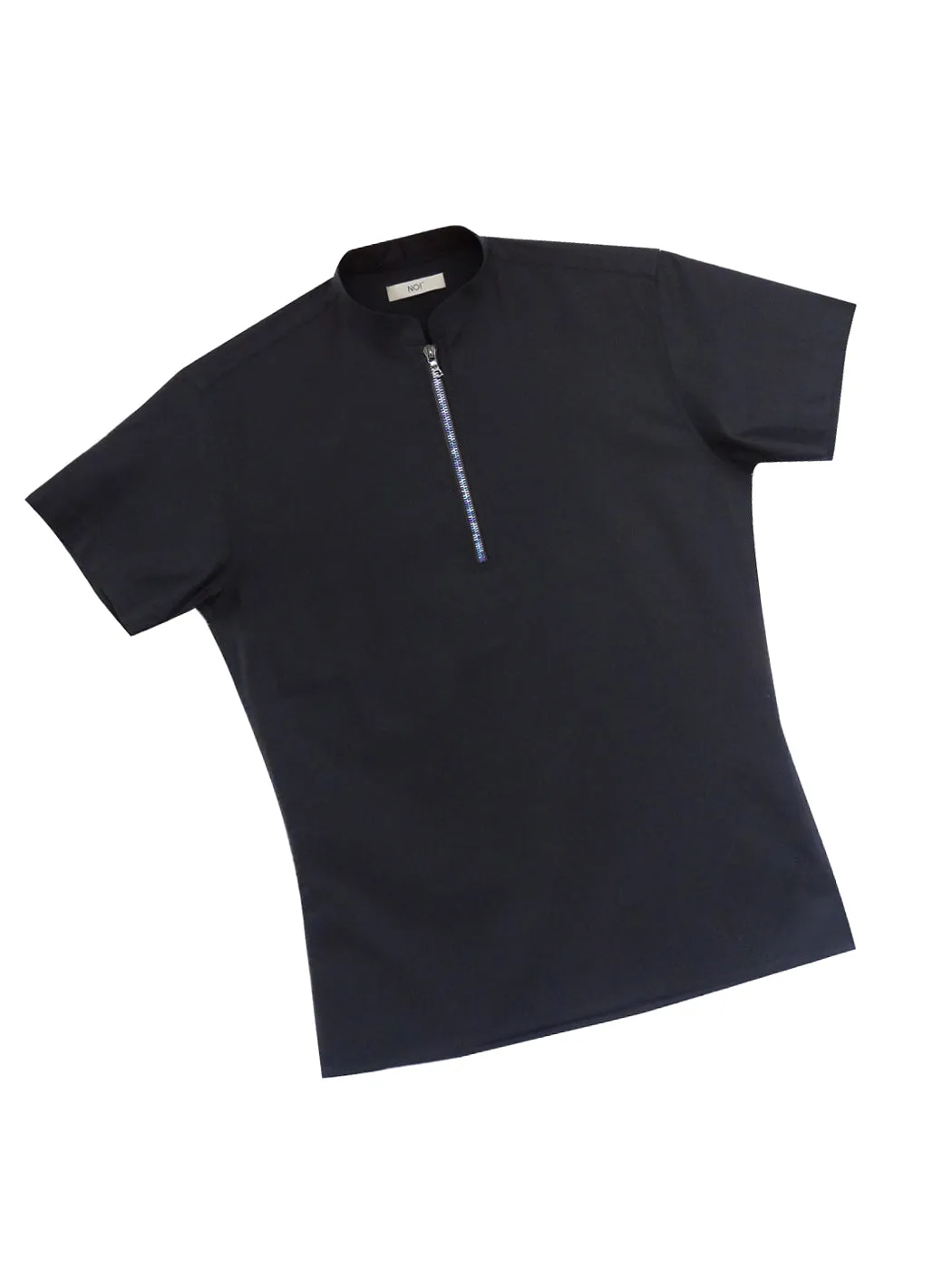 Short Sleeve Polo Shirt with Blue Zipper